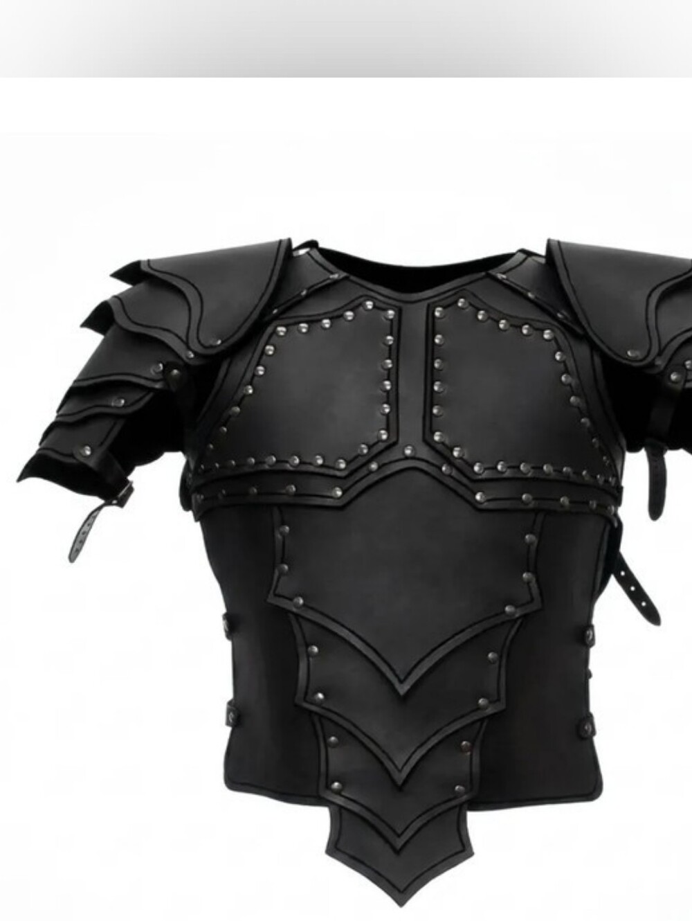 Mens Black Studded SCS Leather Armor Top